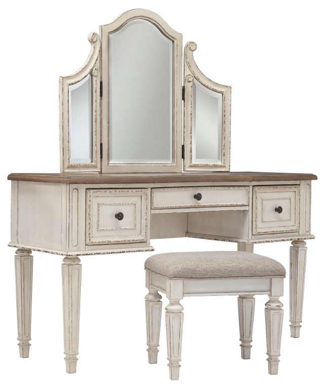 Signature Design by Ashley® Realyn Antiqued Two Tone 2 Piece Vanity Set 0