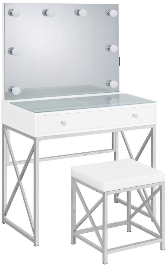 Coaster Eliza 3 Piece Chrome White Vanity Set Furniture Loft