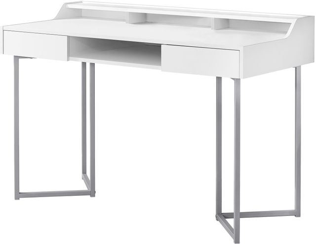 Monarch Specialties Inc. 48"L White and Silver Metal Computer Desk 1