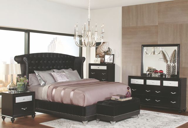 Coaster® Barzini Black and Chrome California King Upholstered Bed 2