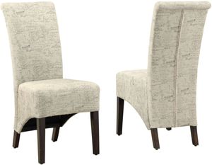 Dining Chair, Set Of 2, Side, Upholstered, Kitchen, Dining Room, Fabric, Wood Legs, Beige, Black, Transitional