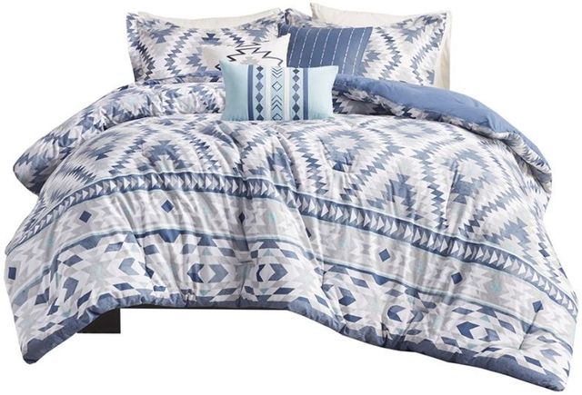 Olliix by Madison Park Harding 7 Piece Blue California King Cotton ...