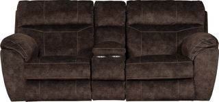 iAmerica Canyon Mocha Power Headrest Power Lay Flat Reclining Console Loveseat with Storage & Cupholders