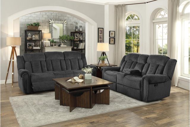 Homelegance® Nutmeg Charcoal Gray Double Reclining Loveseat with Center Console 4