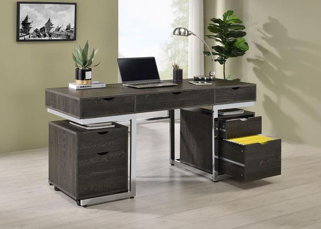Coaster® Noorvik 3-Piece Chrome/Dark Oak Writing Desk Set
