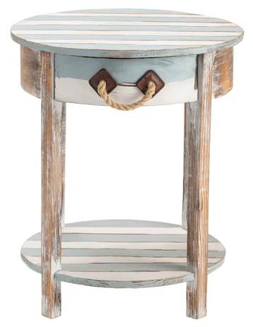 Crestview Collection Nantucket Blue & White Accent Table
