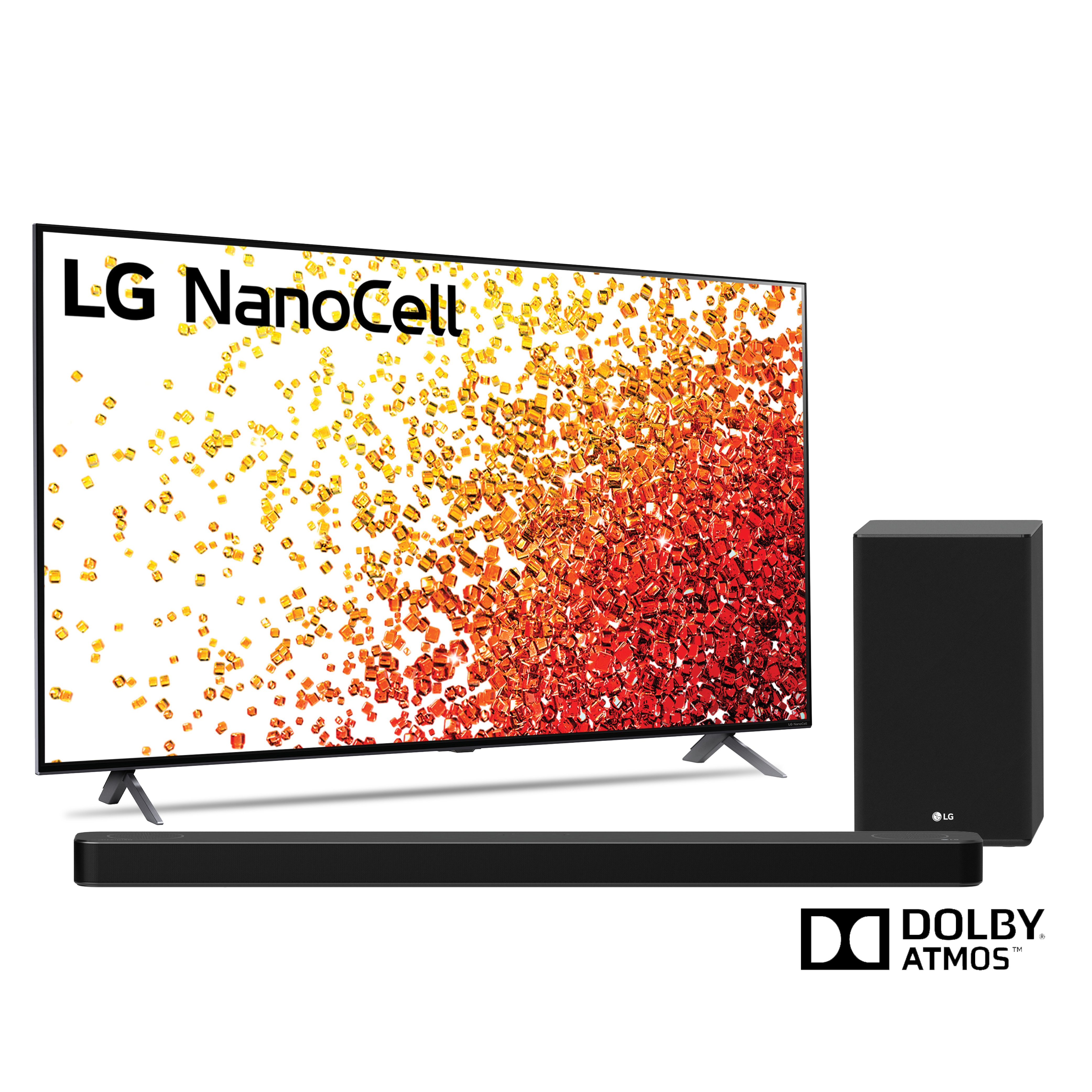 LG 90 Series 75" UHD NanoCell 4K Ultra HD Smart TV and a LG 3.1.2 Channel Sound Bar System