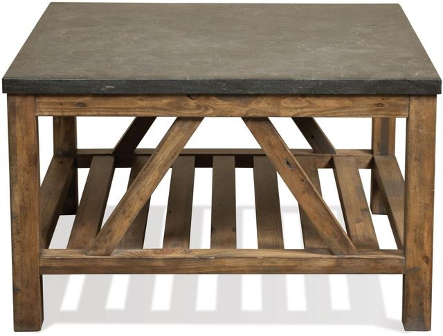 Riverside Furniture Weatherford Bluestone Bunching Coffee Table with Reclaimed Natural Pine Base