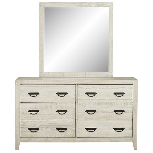 Palm Grove White Dresser and Mirror-0