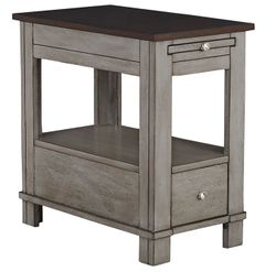 Progressive® Furniture Chairside III Walnut Chairside Table with Gray Base