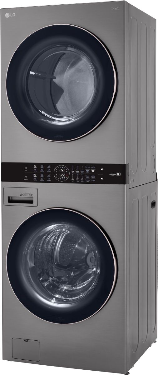 LG 4.5 Cu. Ft. Washer, 7.4 Cu. Ft. Electric Dryer Graphite Steel Front Load Stack Laundry 2