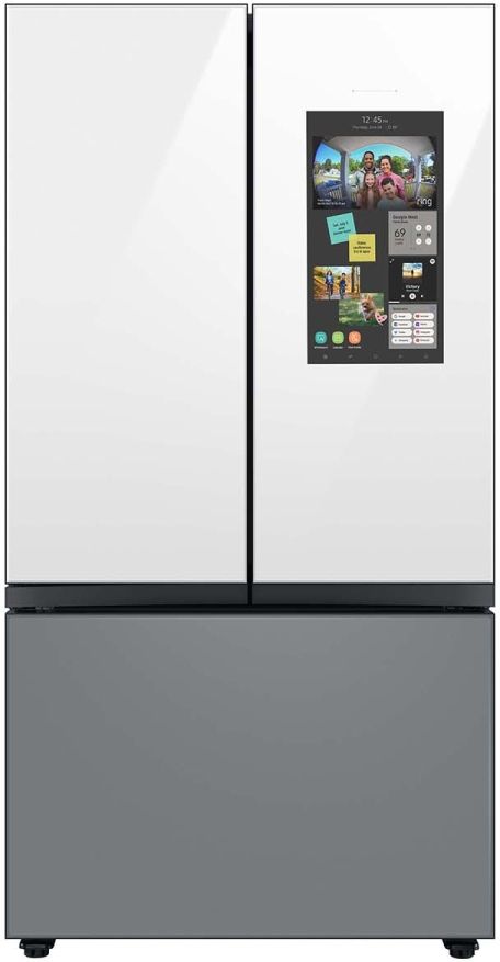 Samsung Bespoke 36 Inch Freestanding French Door Smart White Glass Refrigerator with 30 cu. ft. Total Capacity, Family Hub™ With White Glass Panel-3