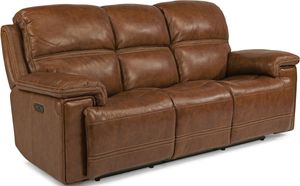 Flexsteel® Fenwick Brown Leather Power Reclining Sofa with Power Headrests