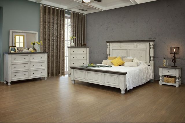 International Furniture Stone Wood 4 Piece Queen Bed Set-0