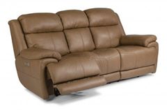 Flexsteel® Elijah Beige Power Reclining Sofa with Power Headrest