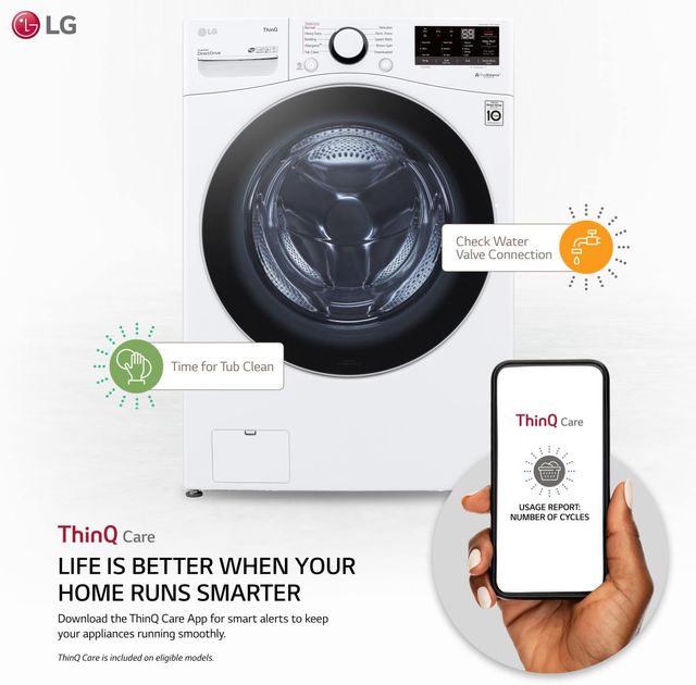 LG 4.5 Cu. Ft. White Ultra Large Capacity Smart Wi-Fi Enabled Front Load Washer-1