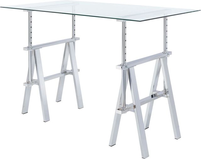 Coaster® Statham Clear And Chrome Glass Top Adjustable Writing Desk-1