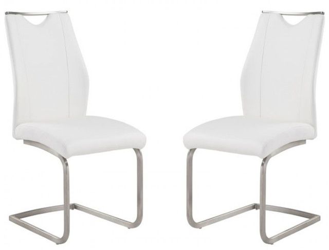 Armen Living Bravo 2-Piece White Side Chairs