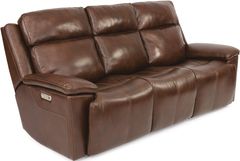 Flexsteel® Chance Brown Power Gliding Sofa with Power Headrest