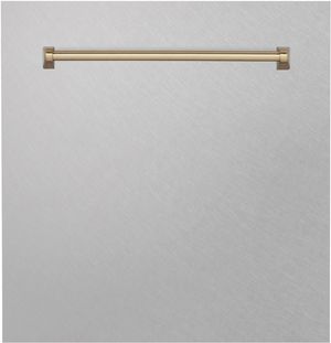 Zline Autograph Edition 24" DuraSnow® Stainless Steel Dishwasher Panel with Champagne Bronze Handle