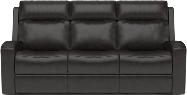 Flexsteel® Cody Grey Leather Power Reclining Sofa with Power Headrest-1