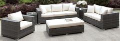 Furniture of America® Somani Light Gray Wicker/Ivory Cushion 6-Piece Patio Set