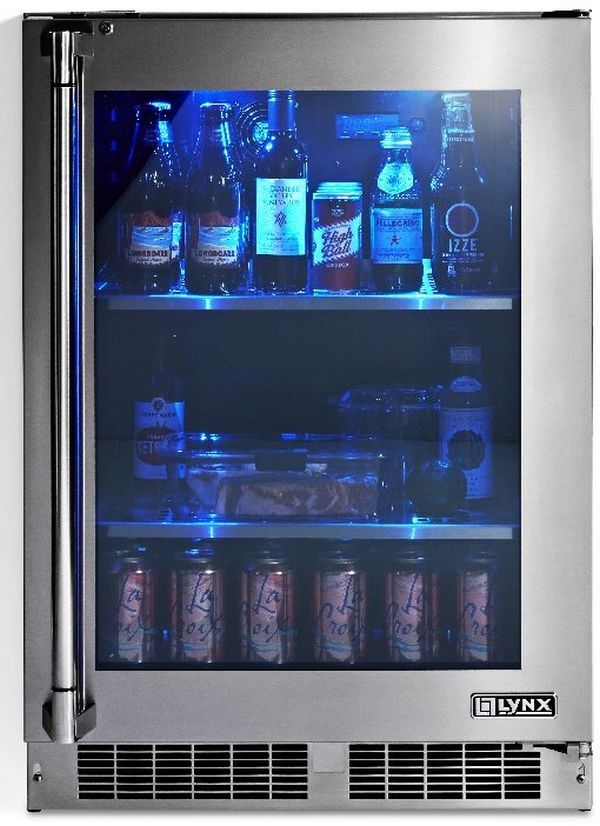 Lynx® 24" Stainless Steel Outdoor Glass Door Refrigerator-0