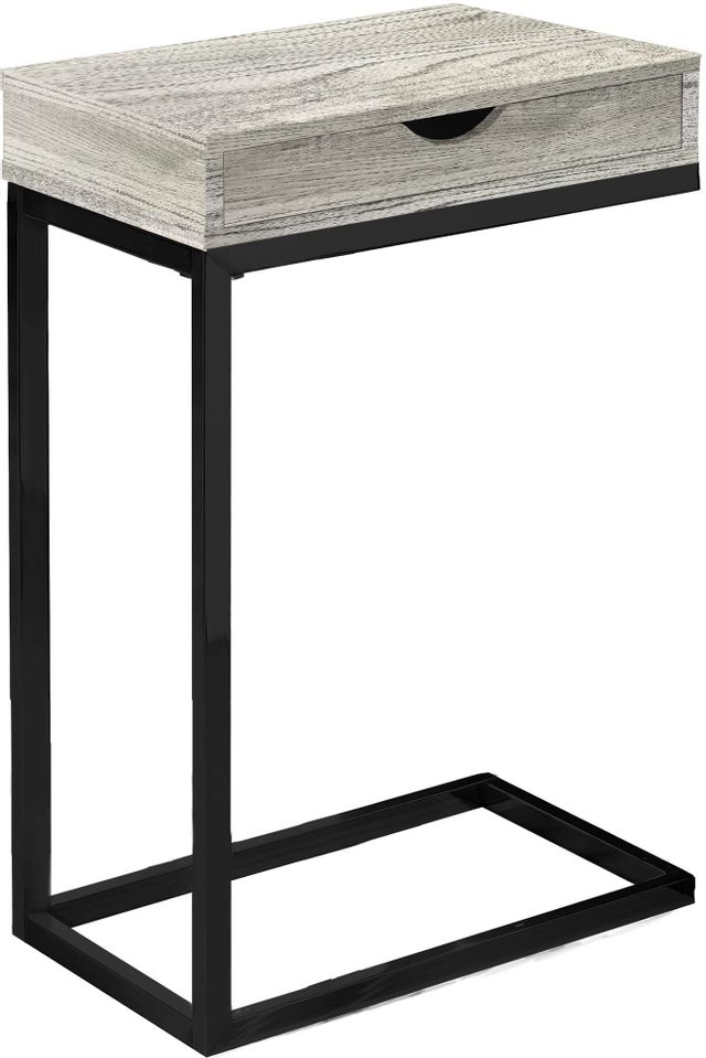 Monarch Specialties Inc. Gray Reclaimed Wood Top Accent Table with wih Black Metal Base