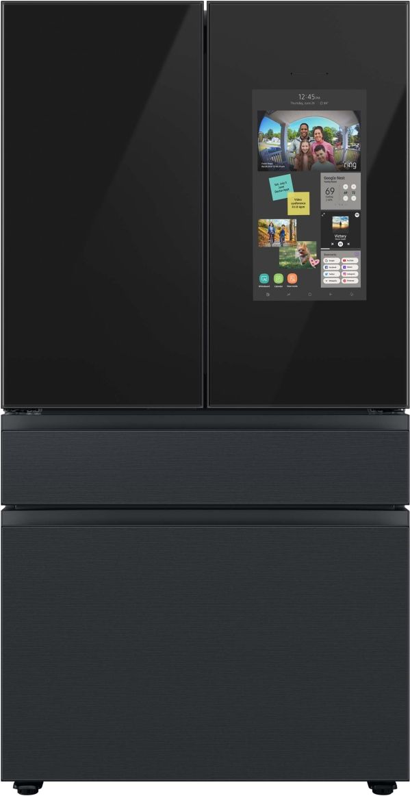 Samsung Bespoke 23 Cu. Ft. Black Matte Steel French Door Refrigerator with Family Hub™-0