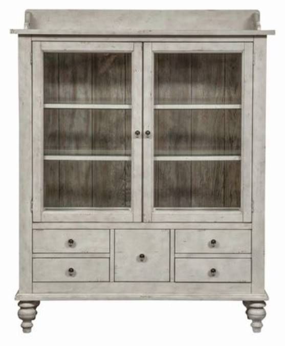 Liberty Farmhouse Antique Linen/Whitney White Display Cabinet 1