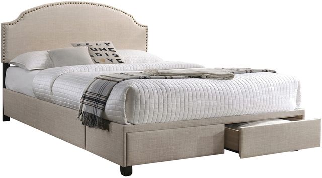 Coaster® Newdale Beige Upholstered Queen Storage Bed 0