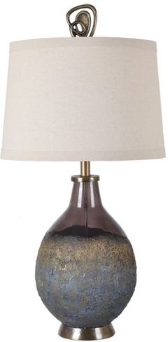 Crestview Collection Kai Blue/White Molten Earth Texture Table Lamp with Special Finial
