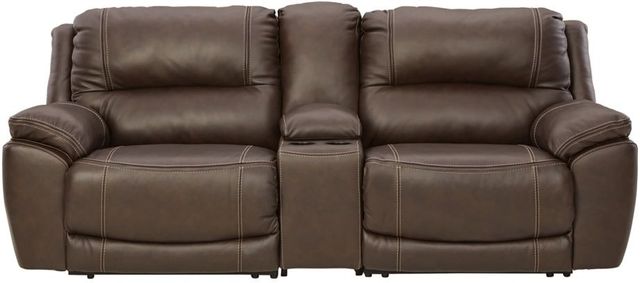 Signature Design by Ashley® Dunleith 3-Piece Chocolate Power Reclining Loveseat with Console