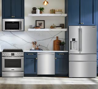 Frigidaire Professional® 4 Piece Kitchen Package with a 21.4 Cu. Ft. Smudge-Proof® Stainless Steel Counter Depth French Door Refrigerator PLUS FREE 10 PC Luxury Cookware! ($800 Value!)