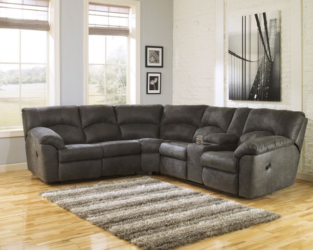Signature Design by Ashley® Tambo 2-Piece Pewter Reclining Sectional