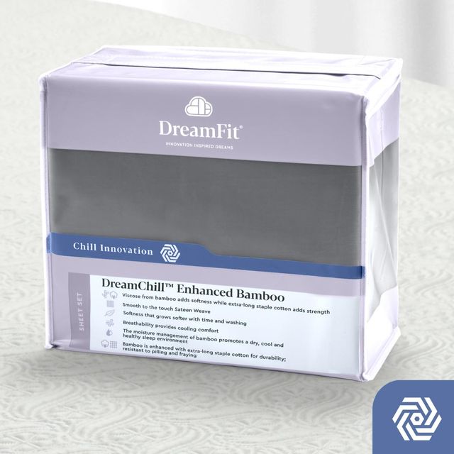DreamFit® DreamChill™ Enhanced Bamboo Gray Split Head Queen Sheet Set