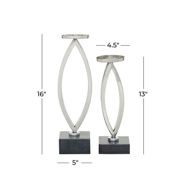 Uma Home Silver Stainless Steel Candle Holders - Set of 2-3