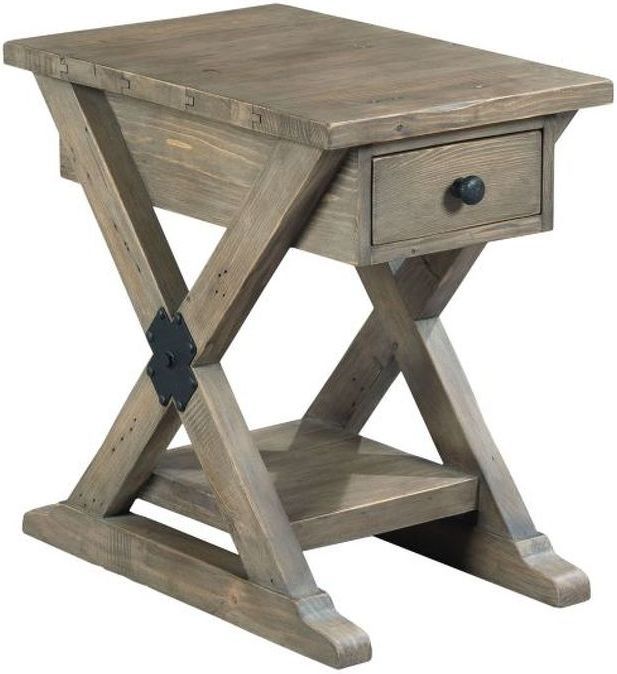 Hammary® Reclamation Place Brown Trestle Chairside Table