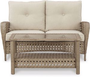 Signature Design by Ashley® Braylee Driftwood Outdoor Loveseat with Coffee Table
