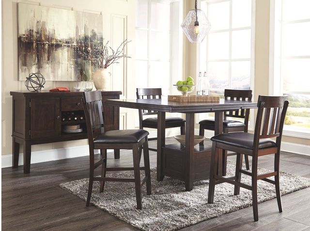 Signature Design by Ashley® Haddigan Dark Brown Counter Height Dining Room Table 5