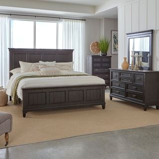 Liberty Furniture Allyson Park 4 Piece Wirebrushed Black Forest Queen Bedroom Set