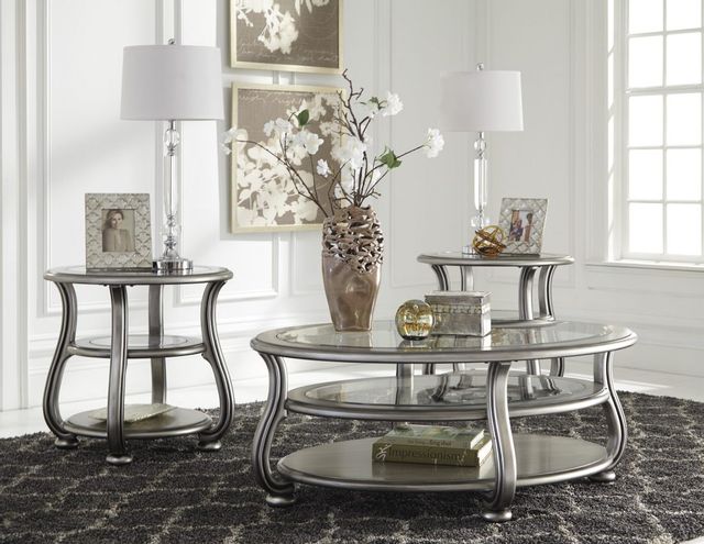 Signature Design by Ashley® Coralayne Silver Finish Round End Table 8