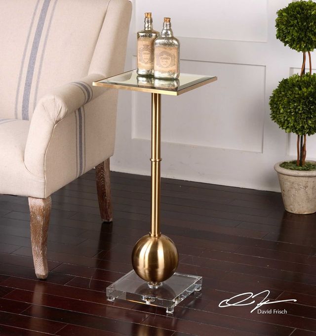 Uttermost® Laton Glass Top Drink Table with Gold and Clear Base-2