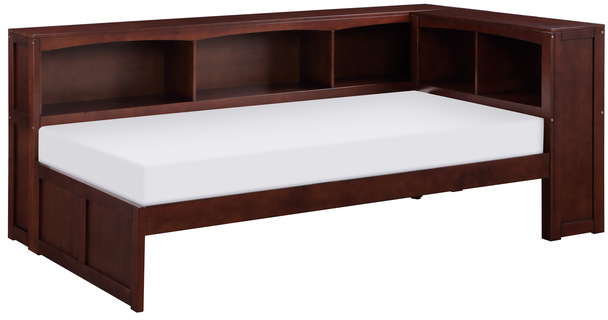 Homelegance® Rowe Dark Cherry Twin Bookcase Corner Bed | BlvdHome