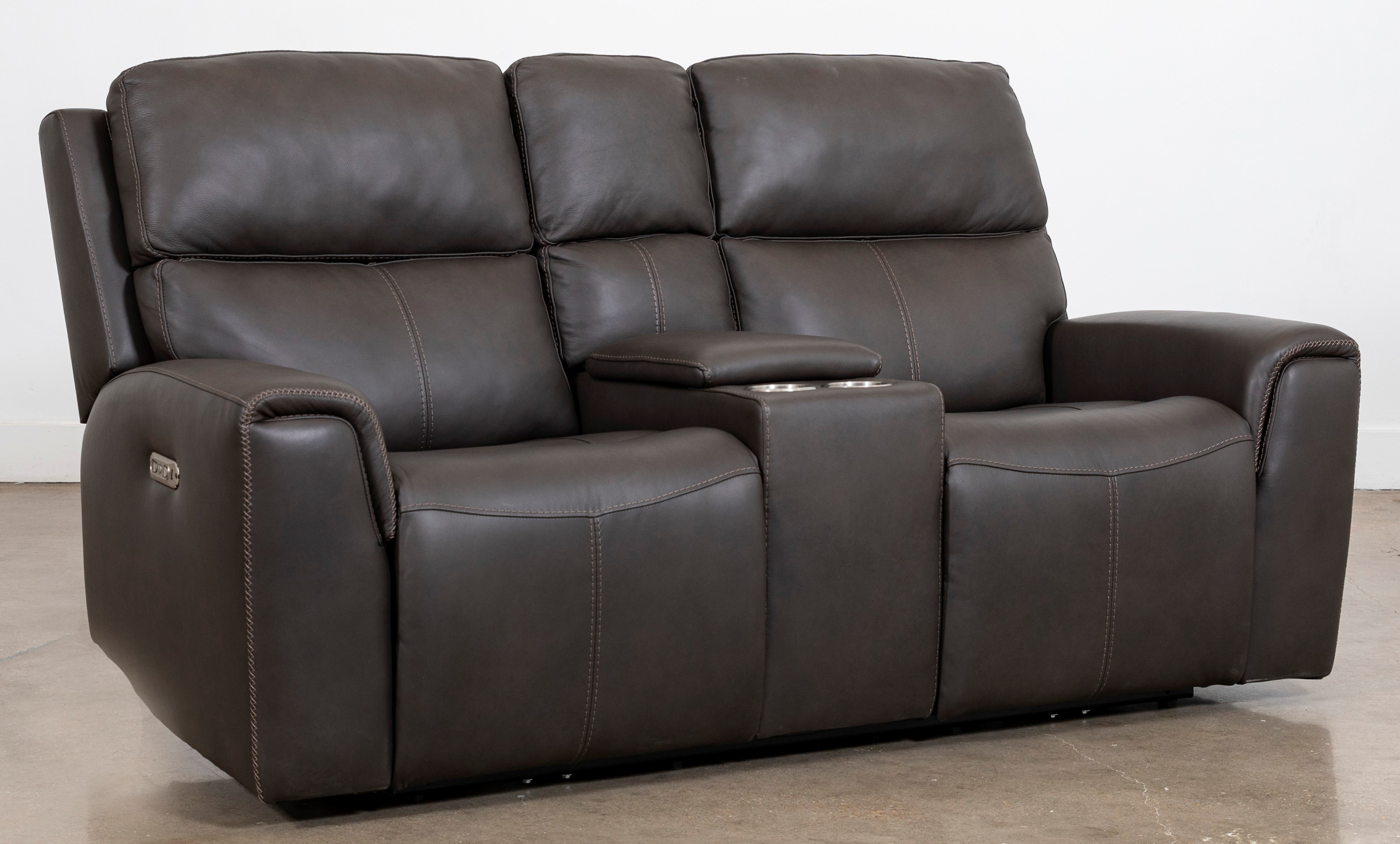 Flexsteel® Jarvis Grey Leather Power Reclining Loveseat | Miskelly ...