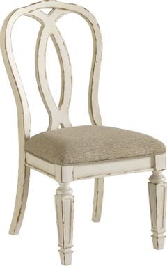 Signature Design by Ashley® Realyn 2-Piece Chipped White Upholstered Dining Side Chair