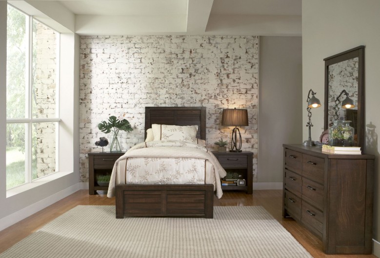 Samuel Lawrence Furniture Ruff Hewn Full 4 Piece Bedroom Set
