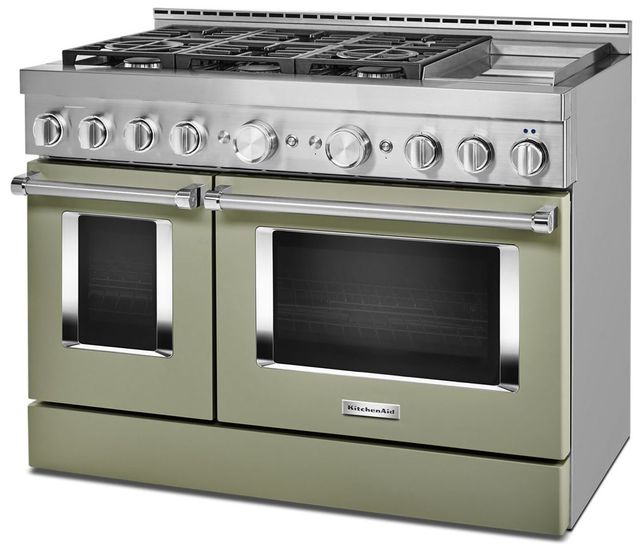 KitchenAid® 48" Avocado Cream Smart Commercial-Style Gas Range with Griddle 2