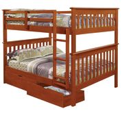 Donco Kids Mission Full/Full Bunkbed with Dual Underbed Drawers