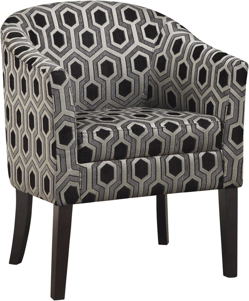 Coaster® Grey And Black Hexagon Patterned Accent Chair